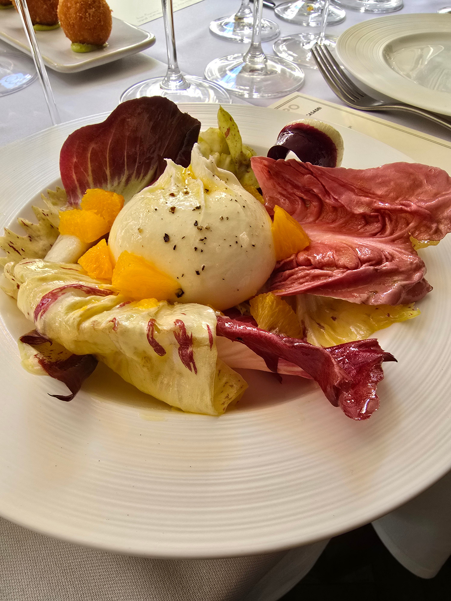La Latteria Burrata, Tablehurst Farm radicchio & orange at DOPPO Soho