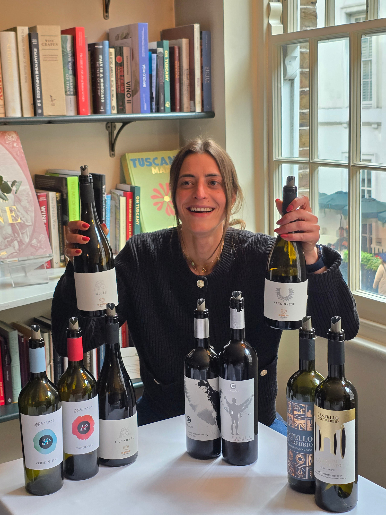 Elena Casadei with the wines sampled at London's DOPPO Soho