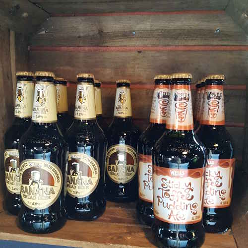 Bottles of Sticky Toffee Pudding Beer and Banana Bread Beer Beer