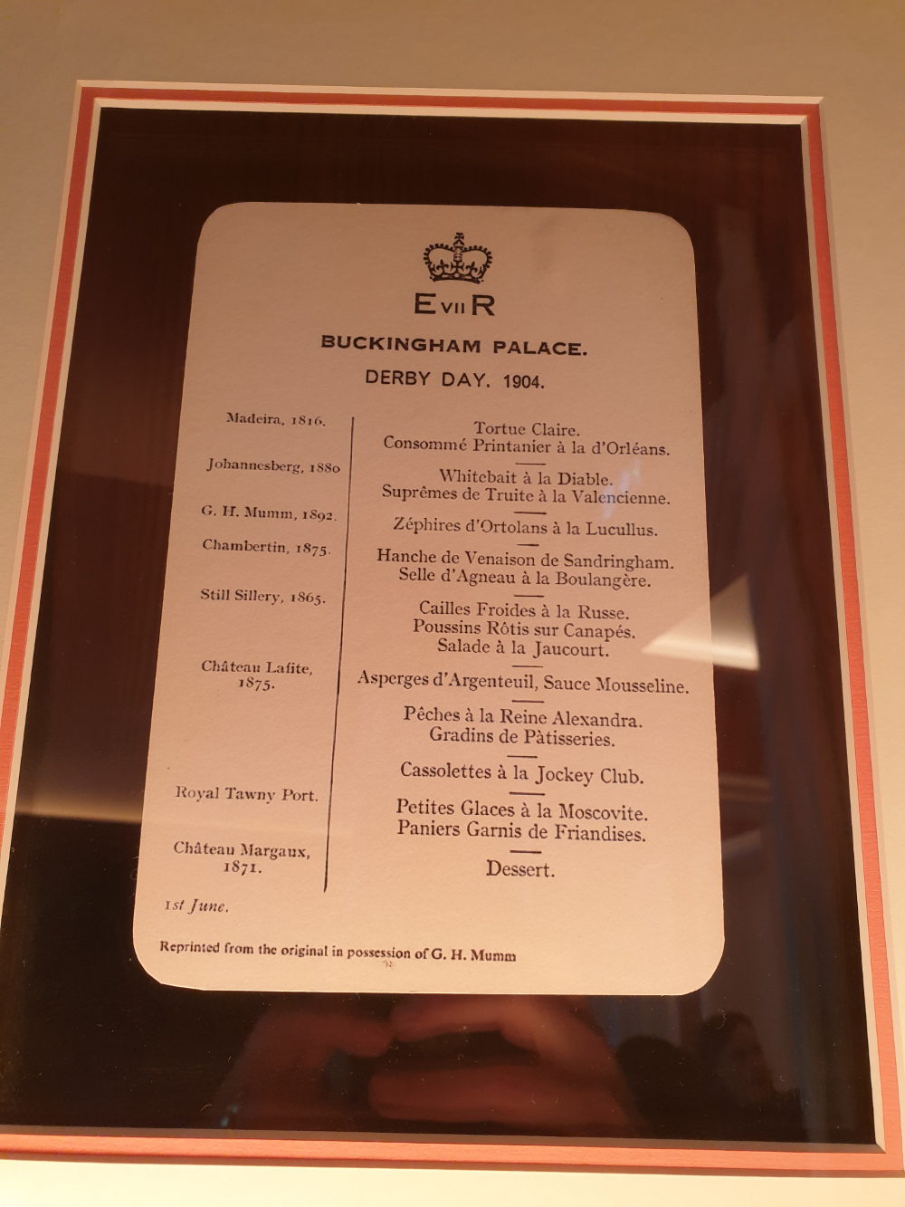 Mumm Champagne served at the Queen's Coronation in 1953 Queen's Coronation Menu