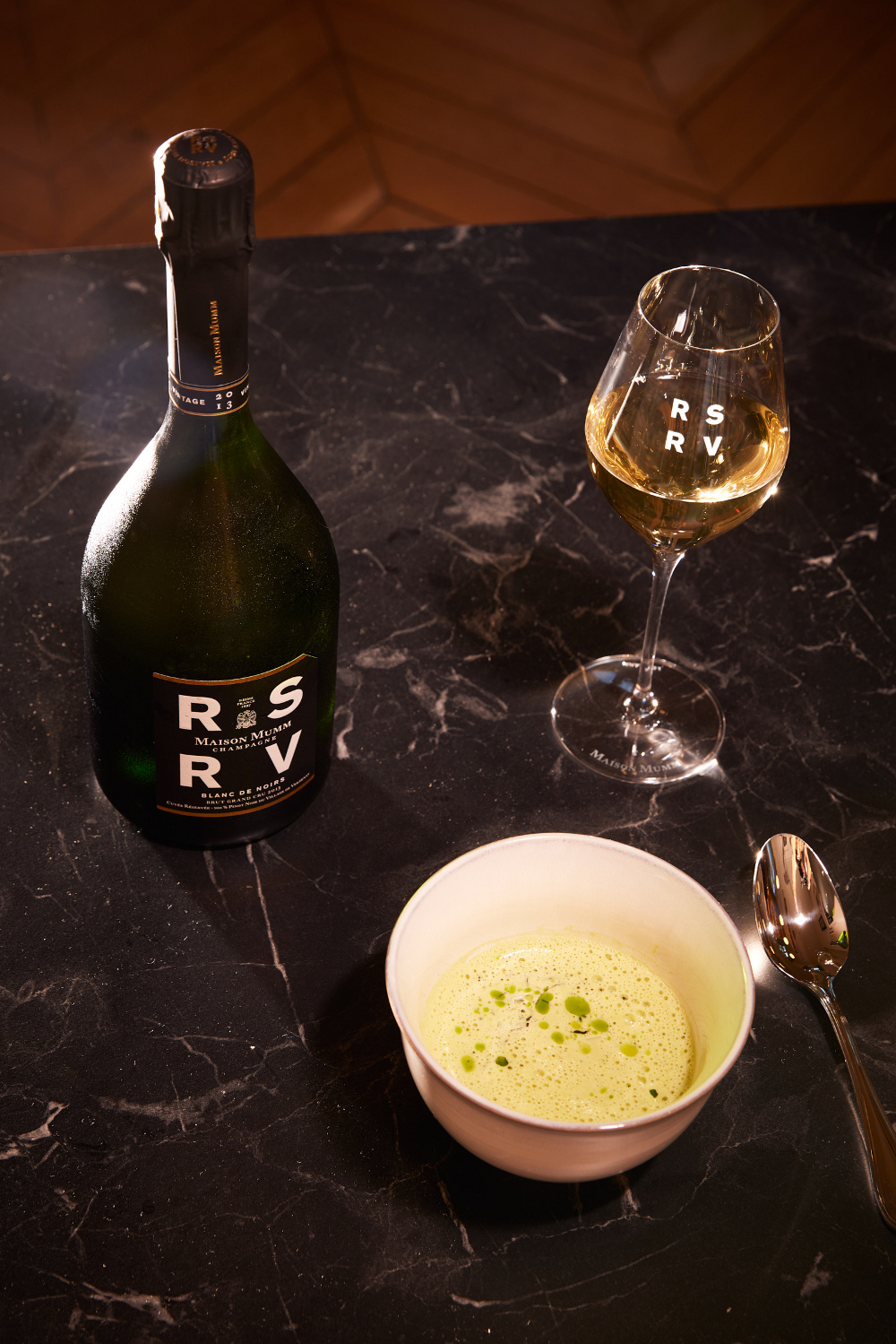 Mallory Gabsi's Pea dish at Maison Mumm's La Table des Chefs Pea